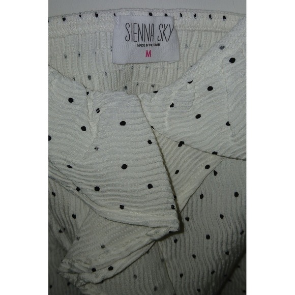 Sienna Sky Womens White Polka Dot Ruffle Camisole Top Smocked Back Medium NWT - Picture 5 of 6